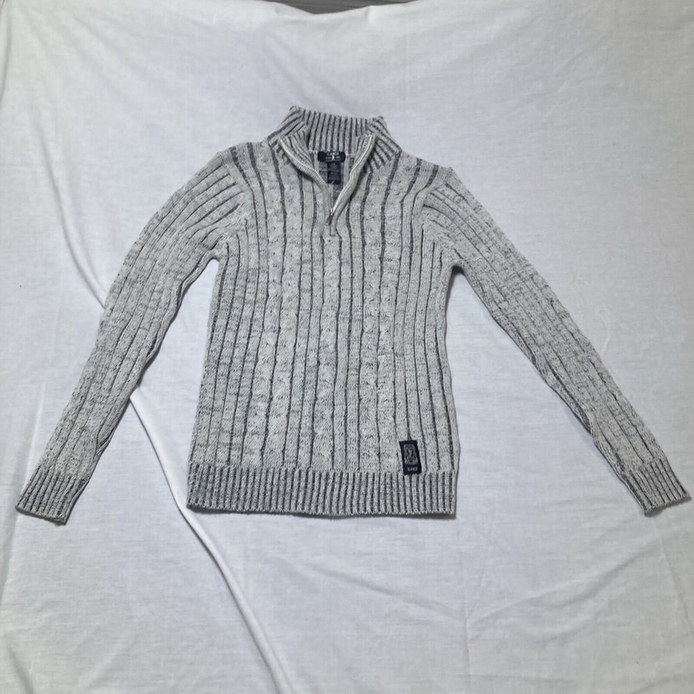 Cable Knit Sweater 1/4 Zip Shirt Men's M Medium Ilanco Black Label Warm Sweater
